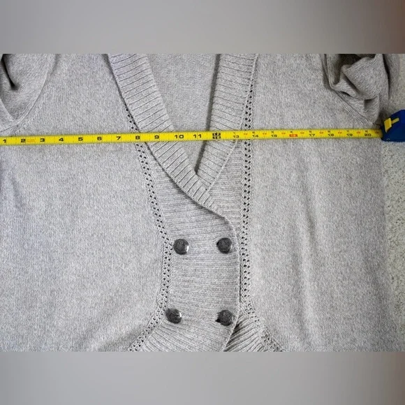 Lauren Ralph Lauren Double Breasted Shawl Collar Women’s Gray Cardigan Size L - Picture 6 of 8